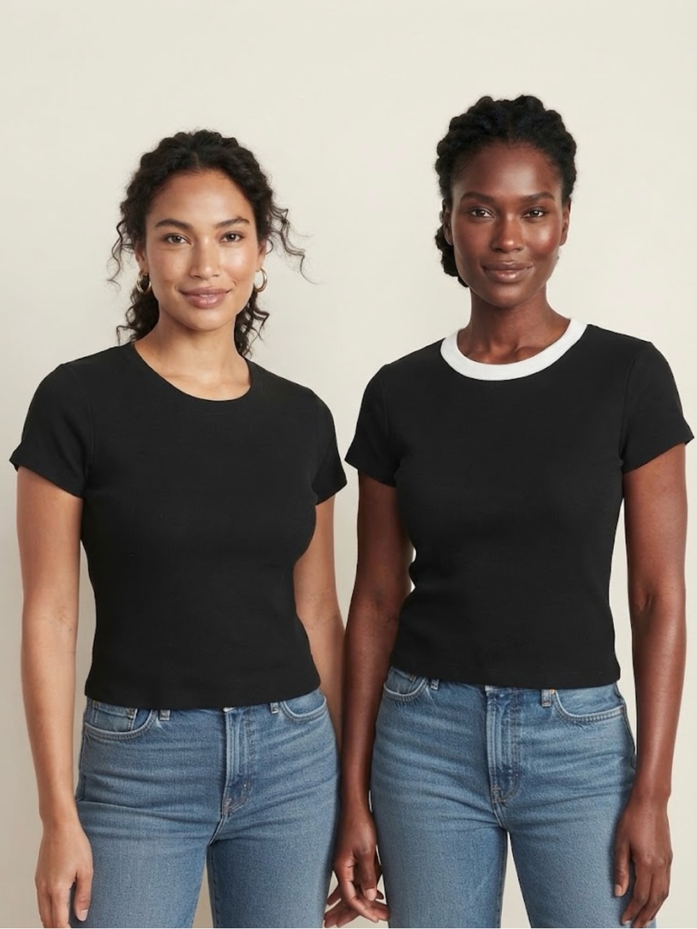 Old Navy L 2-pack: Black Short Sleeve Ribbed Tees
